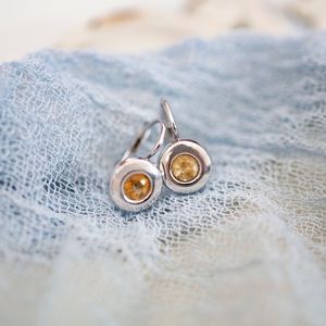 14k white gold earrings with citrine stones